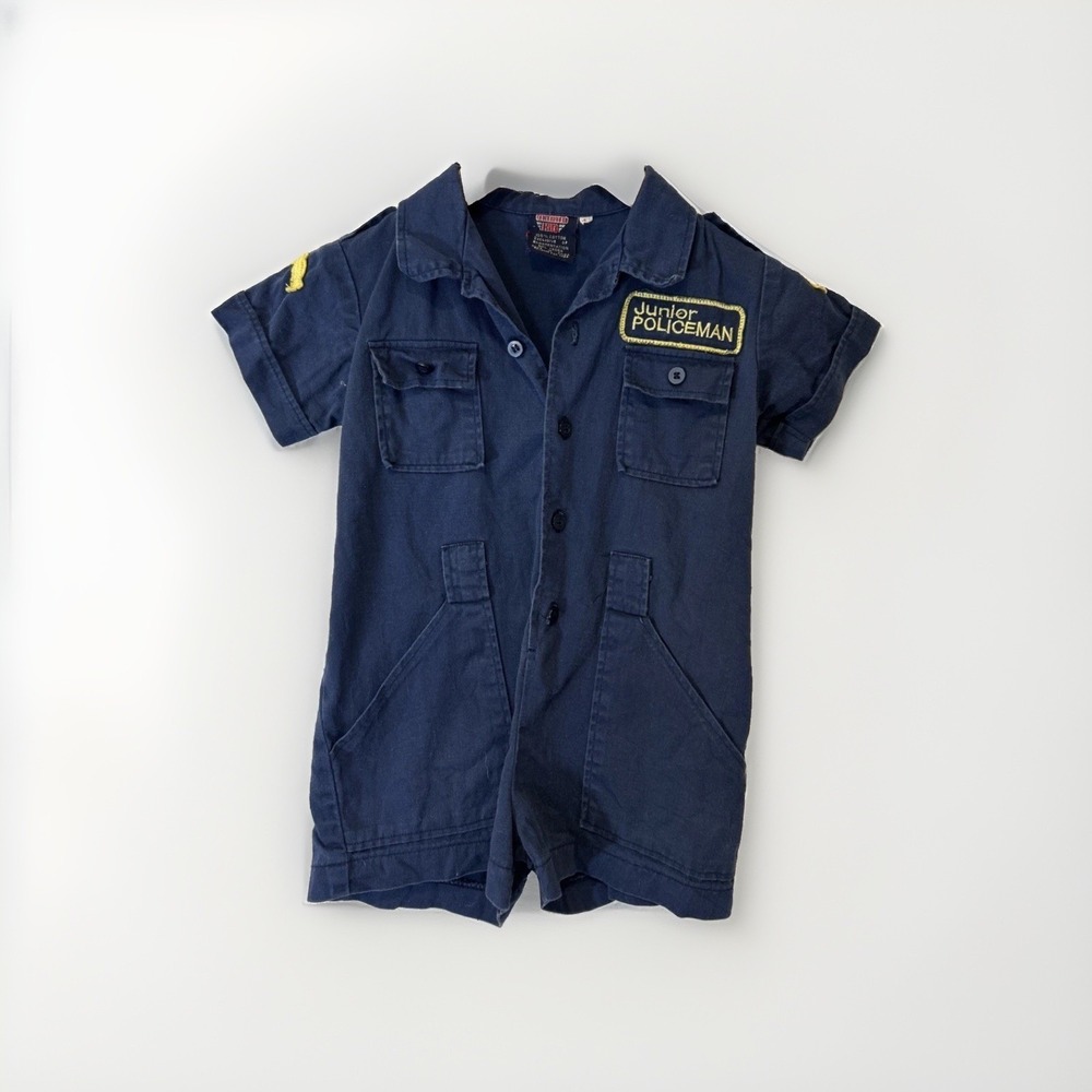 Certified Kid Policeman Romper Kids 4T Navy Blue Vintage Junior Officer Suit